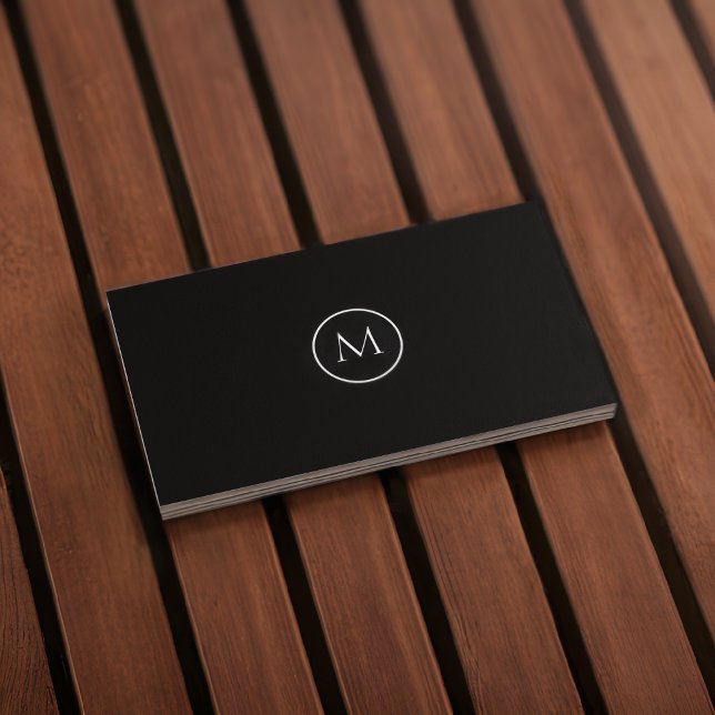 Monogram Qr Code Smoky Black Business Card (Front)