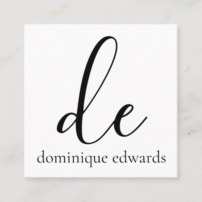 Monogram QR Code White Black Modern Beauty Square Business Card (Front)