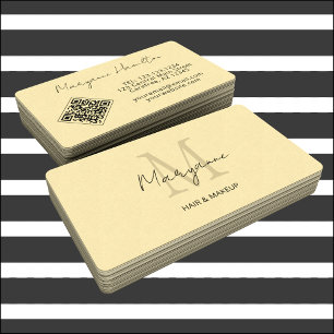 Monogram QR Code Yellow Business Card