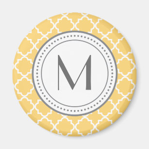 Monogram Quatrefoil Magnet - yellow