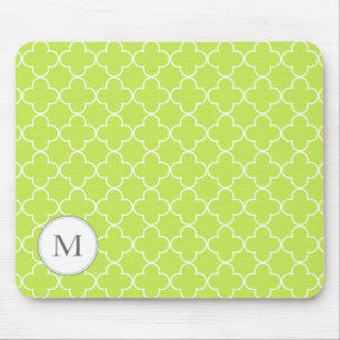 Monogram Quatrefoil mouse pad - lime