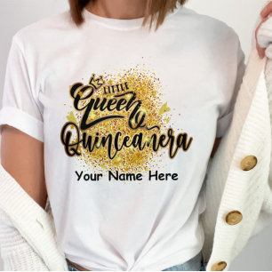 Monogram Quineceanera Queen a  15th Birthday Girl T-Shirt
