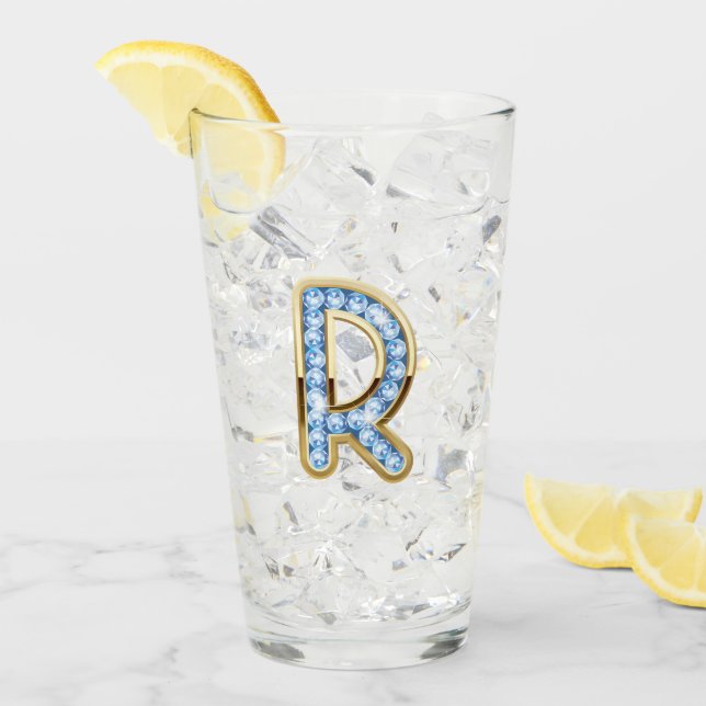 Monogram R - 16 oz Glass  (Front Ice)