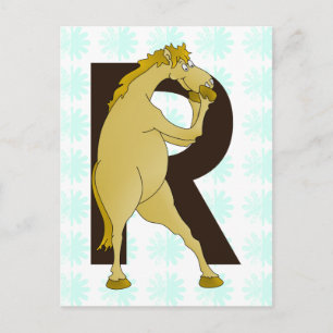 Monogram R Agile Pony Customised Postcard