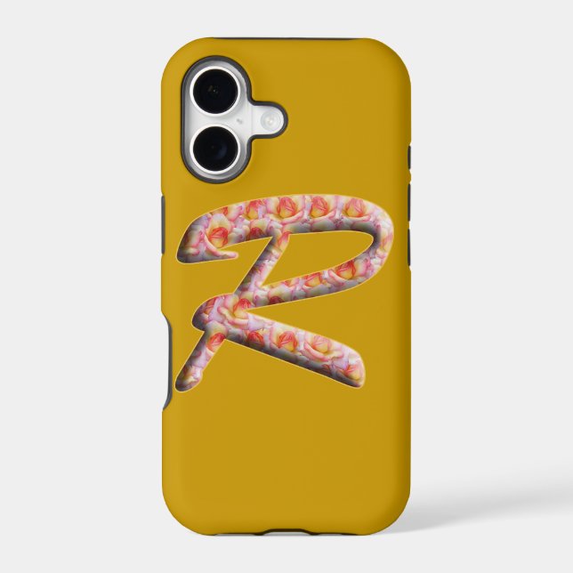 Monogram R in Roses Pattern Iphone 5 Case (Back)