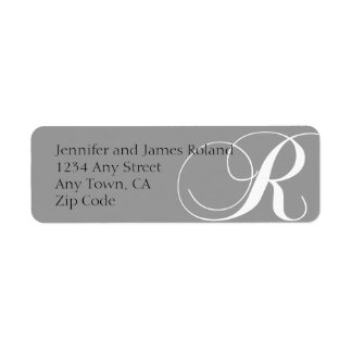 Monogram R Return Address Labels Grey