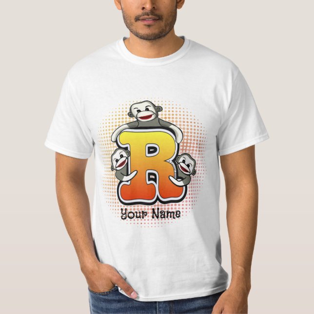 Monogram R Sock Monkey  T-Shirt (Front)