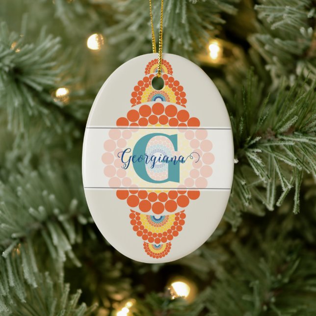 Monogram Radiant Aegean Summer Ornamental Mandala Ceramic Tree Decoration (Tree)