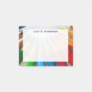 Monogram Rainbow Art Coloured Pencil Point Close-u Post-it Notes
