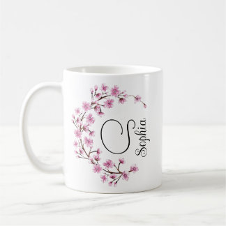 Monogram rainbow blossom wild flowers illustrated coffee mug