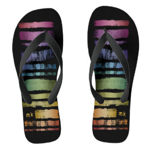 Monogram Rainbow Brush Strokes LGBTQ ID656 Jandals