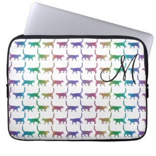 Monogram Rainbow Cats Animal Pattern Laptop Sleeve