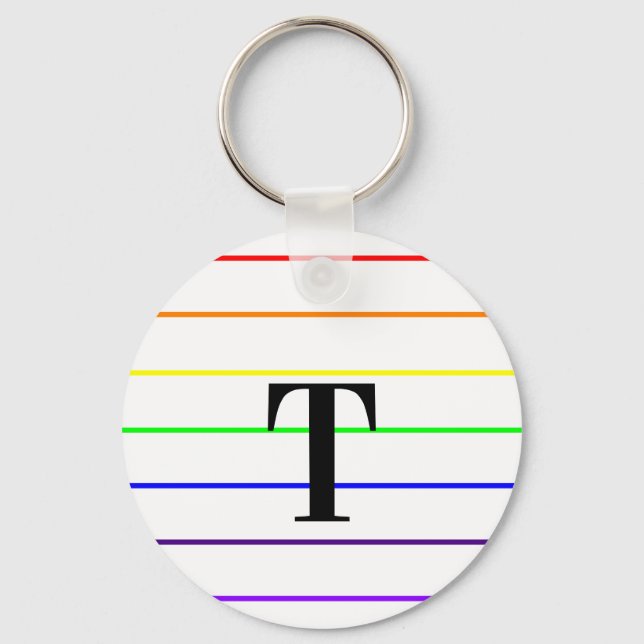 Monogram Rainbow Colour Stripes Key Ring (Front)