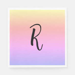 Monogram Rainbow Colours Personalised Napkin