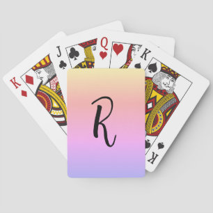 Monogram Rainbow Colours Personalised Playing Cards