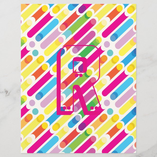 Monogram Rainbow Diagonal Lines Pattern Pop Art (Front)