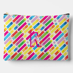 Monogram Rainbow Diagonal Lines Pattern Pop Art Accessory Pouch