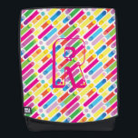 Monogram Rainbow Diagonal Lines Pattern Pop Art Backpack<br><div class="desc">Monogram Rainbow Diagonal Lines Pattern Pop Art Trendy Design For All Occassion,  Holiday,  Birthday Party,  Anniversary - gifts and presents,  with Monogram text template. Summer Holiday. Red,  Blue,  Pink,  Yellow,  Violet,  Magenta,  Green - Abstract colours.</div>