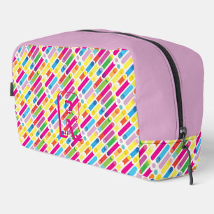 Monogram Rainbow Diagonal Lines Pattern Pop Art Dopp Kit