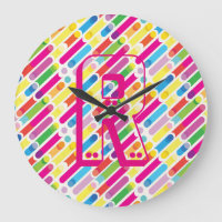 Monogram Rainbow Diagonal Lines Pattern Pop Art