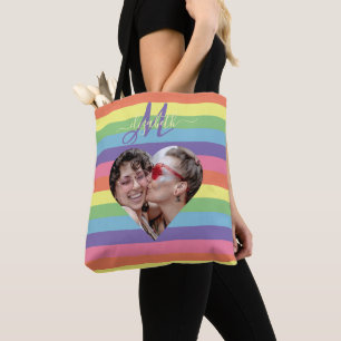 Monogram Rainbow Flag Colourful Tote Bag