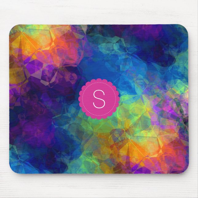 Monogram Rainbow Geologic Crystal Abstract Pattern Mouse Pad (Front)