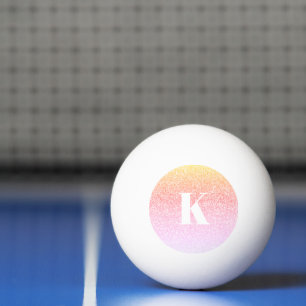 Monogram Rainbow Glitter Glam Ombre Ping Pong Ball