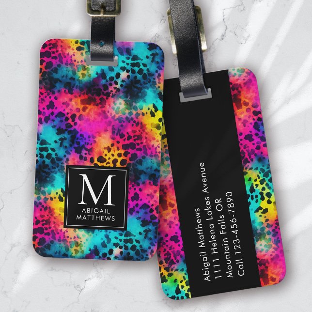 Monogram Rainbow Leopard Print Luggage Tag (Creator Uploaded)