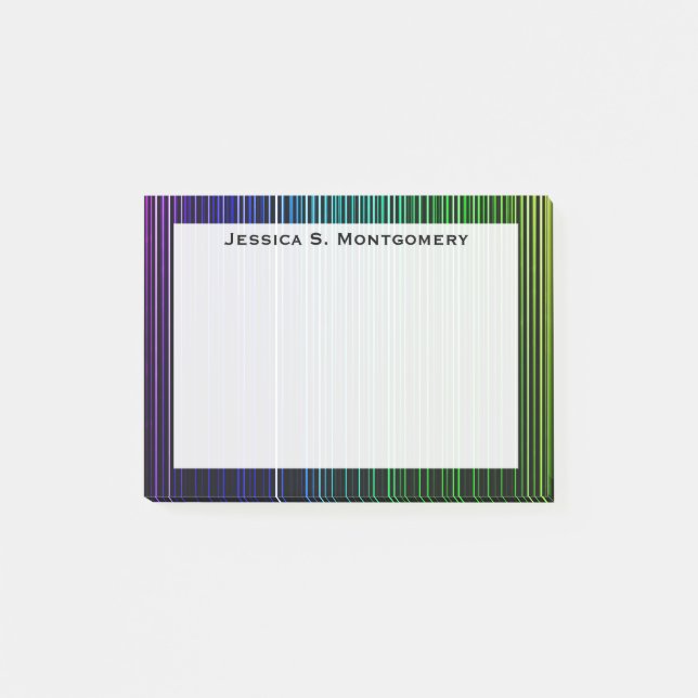 Monogram Rainbow Light Stripes Post-it Notes (Front)