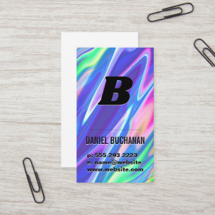 Monogram / Rainbow Liquid Metallic Background Business Card