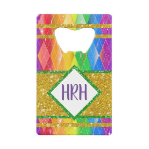 Monogram Rainbow Pride Gold Glitter Diamond Argyle