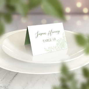 Monogram Ranunculus Wedding Place Card