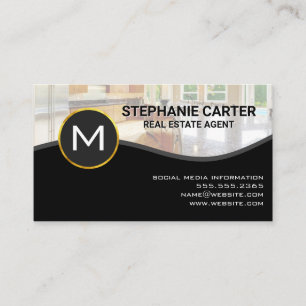 Monogram Real Estate Agent Modern Kitchen Business Card