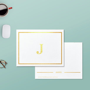 Monogram Real Gold Foil Note Cards