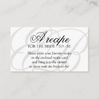 Monogram Recipe Request Bridal Shower