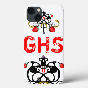 MONOGRAM RED AND BLACK iPhone 13 CASE