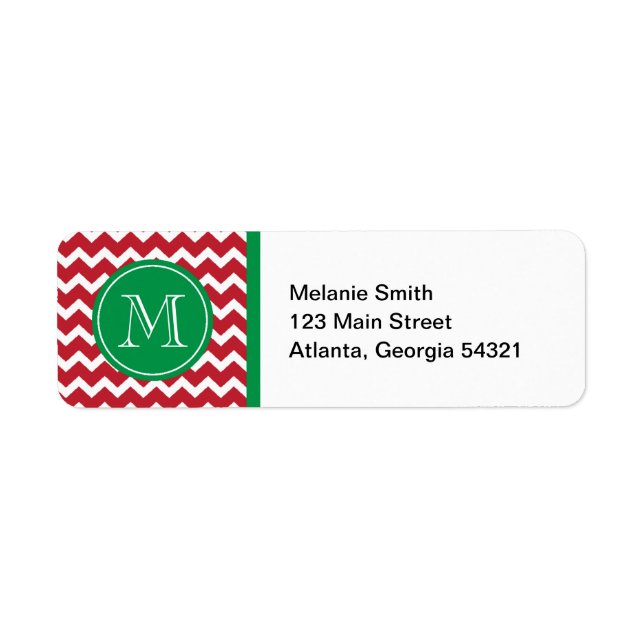 Monogram Red and Green Chevron Holiday Christmas (Front)