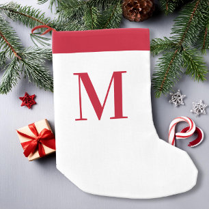 Monogram Red and White Personalised Small Christmas Stocking