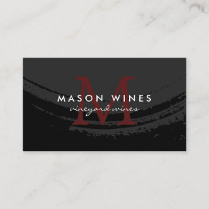 Monogram Red Artistic Brushed Red Wine Glass Business Card