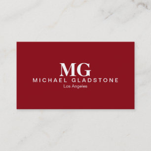 Monogram Red Background Business Card