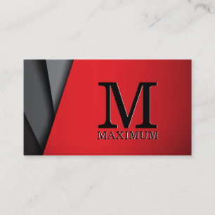 Monogram Red Black Abstract Panels Business Card