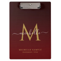 Monogram Red Black Gold Calligraphy Personalized