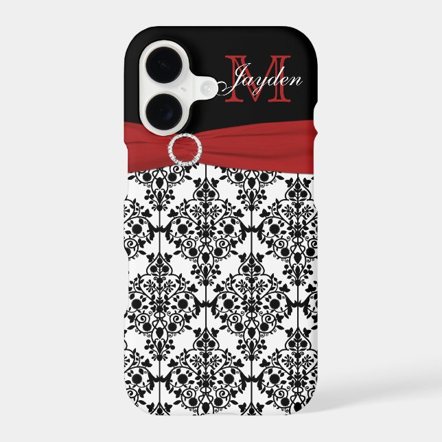 Monogram Red Black White Damask iPhone 7 Case (Back)