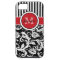 Monogram Red Black White Striped Damask