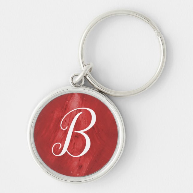 Monogram Red Chem Script Key Ring (Front)