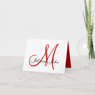 Monogram Red Christmas Wedding Invitation Card