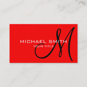 Monogram Red colour background Business Card
