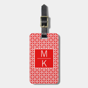 Monogram Red Double Diamond Square Splitter Luggage Tag