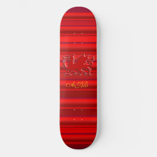 Monogram, Red Dragon on red metallic-effect Skateboard