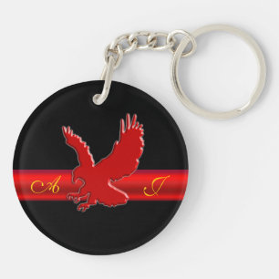Monogram Red Eagle logo, red metallic-effect strip Key Ring
